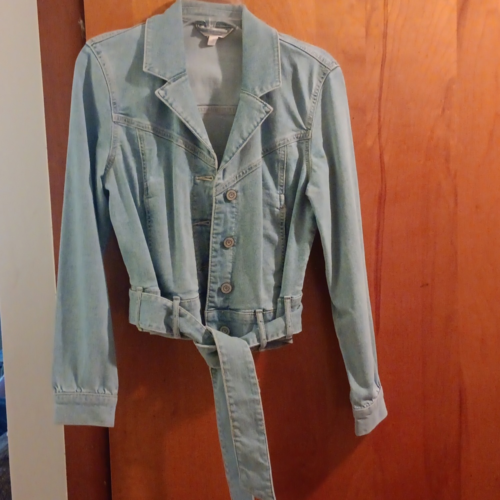 LC Lauren Conrad Light Blue Tie-Waist Jean Jacket